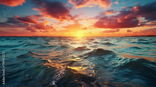 b'A Vivid Sunset Over The Ocean'
