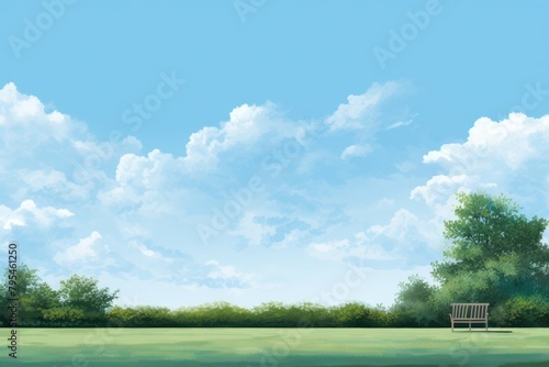 Sky landscape outdoors nature, digital paint illustration.