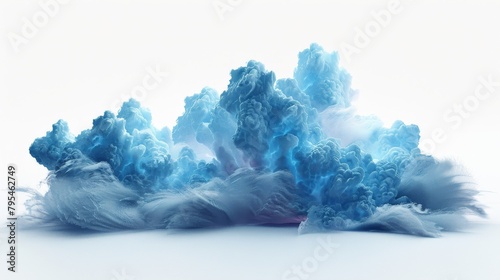 A large cloud of blue smoke is floating in the air