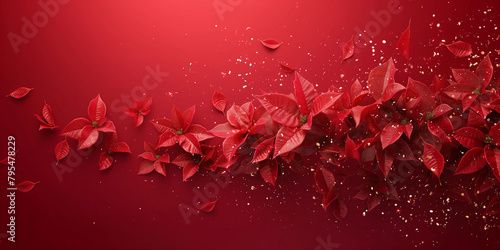 Roter Weihnachtsstern Blume zu Weihnachten kunstvoll als Zeichung dargestellt, ai generativ