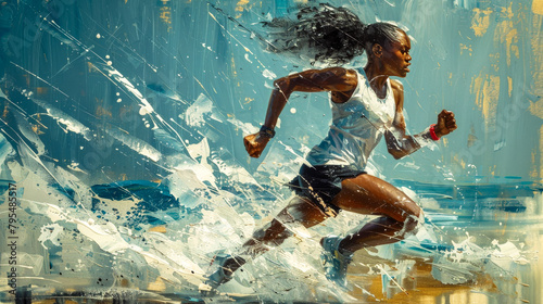 A painting depicting the strength and endurance of a marathon runner.