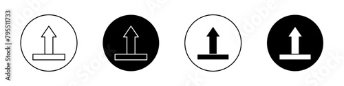 Upload icon set. upload file, image or document vector button in black filled and outlined style.