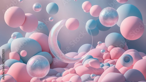 pastel pink and blue bubbles background 