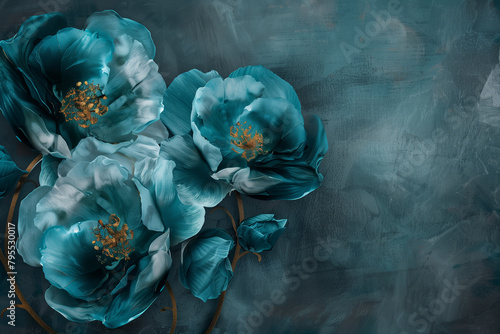 Turquoise flowers on a moody textured background