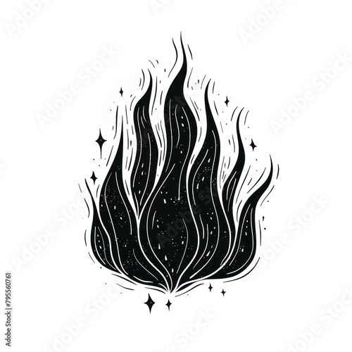 Surreal aesthetic Fire logo fire art stencil.