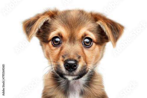 Adorable puppy with floppy ears and big brown eyes, isolated on a transparent background