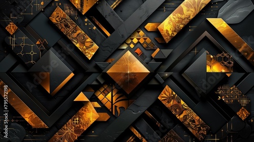 Background. Craft a luxurious prompt featuring an abstract template of gold and black stripes complemented by golden accents