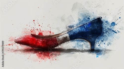 Artistic rendering of a ballet slipper immersed in a vibrant watercolor splash