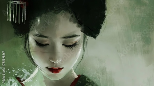 contemplative elegance silent portrait of a geisha digital painting