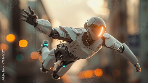 AI robot making parkour jump Generative AI