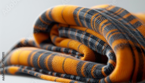 folded warm wool checkered plaid blanket
