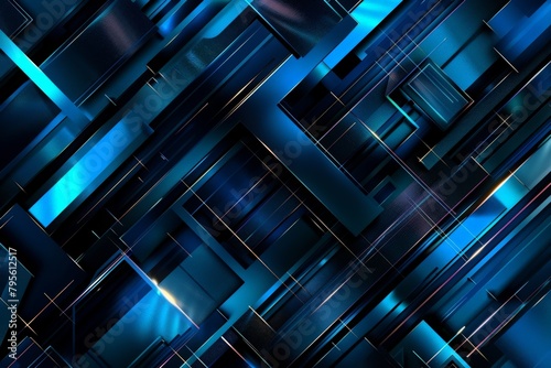 Dark blue stripes abstract geometric banner design. Hi-tech vector background. Beautiful simple AI generated image in 4K, unique.