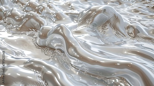  A tight shot of a rushing water surface, with considerable flow along its edge, and an individual reclining in the water's heart
