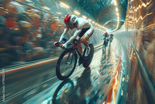 Intense track cycling at Paris Olympics: blurred motion captures the dynamic energy of athletes in full speed pursuit 