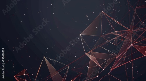 Abstract Network Connections with Geometric Lines and Dots on Dark Background