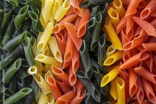 Assorted Multicolored Fusilli Pasta Close-Up