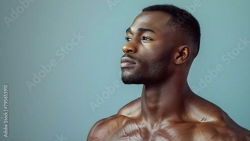 Photo of mans upper body showing back and neck muscles. Concept Fitness, Muscle Development, Athletic Physique, Body Transformation, Gym Motivation