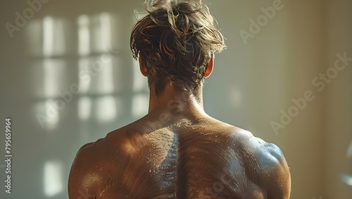 Upper Body Strength: Image of Man's Back and Neck Muscles. Concept Anatomy, Muscle Structure, Fitness, Strength Training, Upper Body Workouts