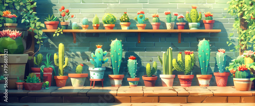 The backyard cactus garden is full of various species of cacti enjoying the warm, bright morning sun.