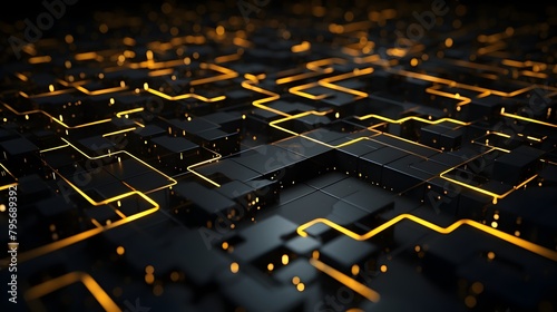  Immerse yourself in the world of technology with an abstract dark grey and bold yellow virtual network, a striking design element for connectivity backdrops, captured with impeccable HD precision