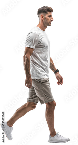 An Isolated walking handsome young man wearing casual clothes, cutout on transparent background, ready for architectural visualisation. png