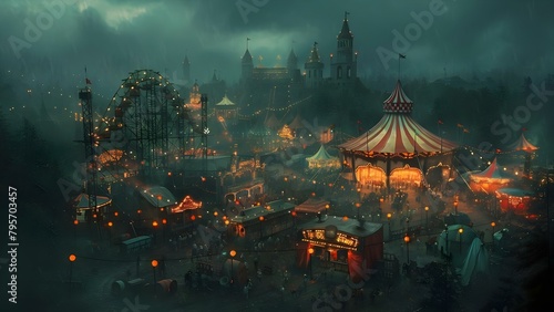 Composite image of creepy circus carnival using digital painting or Photoshop. Concept Digital Painting, Creepy Circus, Carnival Theme, Composite Image, Photoshop Manipulation