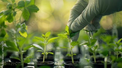 Through genetic modifications, scientists are able to accelerate the growth rates of plant saplings, significantly shortening the forestry and agricultural cycles, science concept