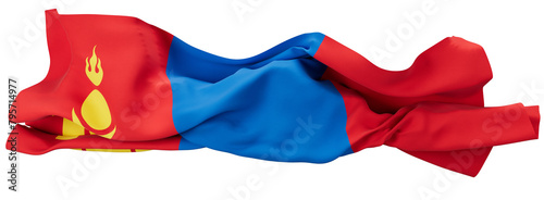 Rich Red and Blue Mongolian Flag with Traditional Soyombo Symbol