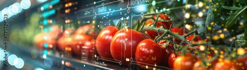 Close-up of a digital interface used for calculating sustainability ratings of food products, with a focus on algorithms that assess eco-friendly practices