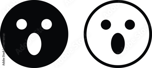 Surprised emoji icon set in two styles . Wow emoji icon . Surprised Emoticon icon vector