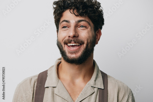 Isolated man young happy guy portrait male caucasian adult background face person white smile attractive