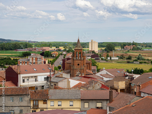 Vista aérea de Astorga pueblo de León en España, verano de 2021