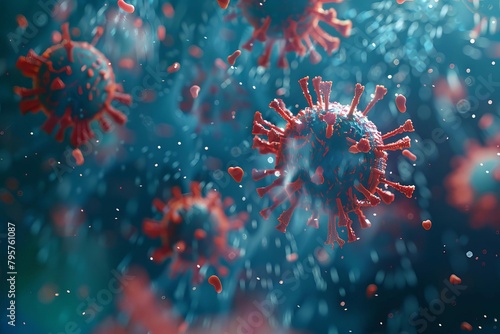 abstract 3d render of virus or bacteria cells microbiology and pathology concept illustration