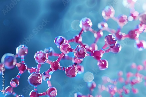 closeup view of human growth hormone somatotropin molecule 3d render illustration