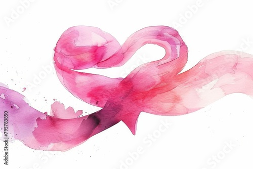 handdrawn watercolor heart ribbon on white background valentines day cutout element