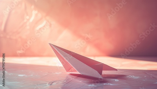 Paper airplane resting on table against vibrant pink backdrop 🛩️💖 Whimsical charm meets playful creativity, ready to take flight #ChildhoodMemories