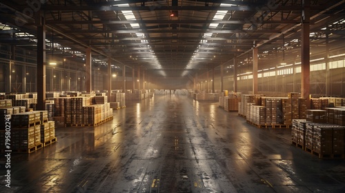 a large warehouse with pallets of goods