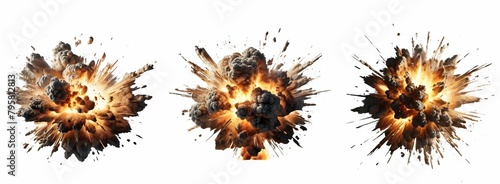 three explosions on a transparent background