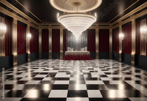 A realistic 8k art deco ballroom with a glossy che (7)