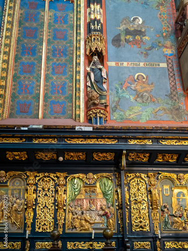 Colourful walls of the presbytery of St. Mary's Basilica, Krakow