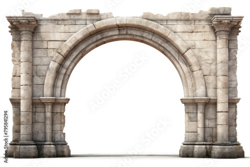 Architecture photo of a arch gate white background aqueduct