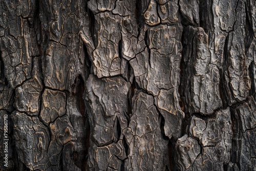 The bark of a tree is rough and has many cracks