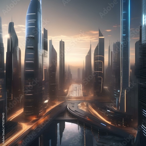 A futuristic city skyline pulsating with light and energy, as if alive with motion and vitality2