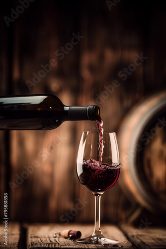 Pouring Rich Red Wine into Elegant Glass - Sommelier's Choice, Vintage Aroma