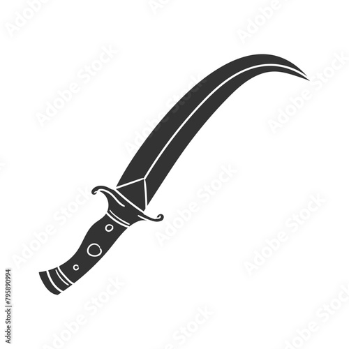 Arab Dagger Icon Silhouette Illustration. Weapon Vector Graphic Pictogram Symbol Clip Art. Doodle Sketch Black Sign.