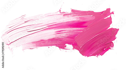 Vivid pink brush stroke on transparent background