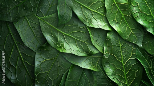 Green leaf background close up view. Nature foliage abstract of leave texture for showing concept of green business and ecology for organic greenery and natural product background. 3D illustration. 