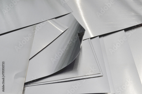 industrial aluminum metal pile. small rectangular pieces. factory production