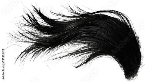 Black flowing hair strand