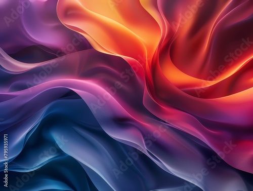 A flowing gradient of blue, purple, orange and red resembling a piece of cloth